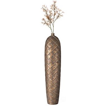 Tall Cylinder Antique Style Designed Floor Vase for Entryway Dining or Living Room