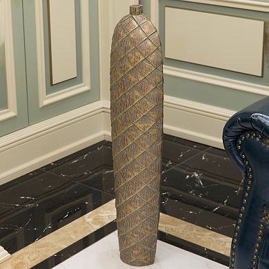 Tall Cylinder Antique Style Designed Floor Vase for Entryway Dining or Living Room
