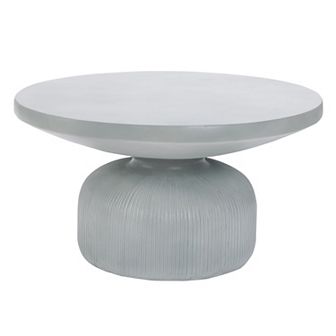 LuxenHome Light Gray Mgo Indoor And Outdoor Round Coffee Table