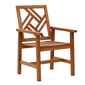 LuxenHome Carmel Solid Wood Outdoor Dining Chair, Set Of 2