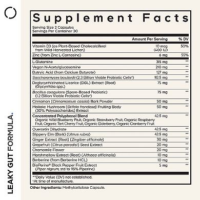 Codeage Leaky Gut L-Glutamine + Probiotics Supplement 60 ct