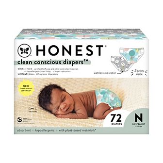 The Honest Company Clean Conscious Lil' Peanut Newborn Diapers Balloon and Panda Prints