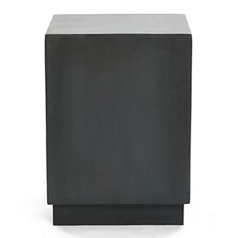 LuxenHome Outdoor Side Table, 18'' Minimalist Gray Square Cement End Tables, Small Accent Table