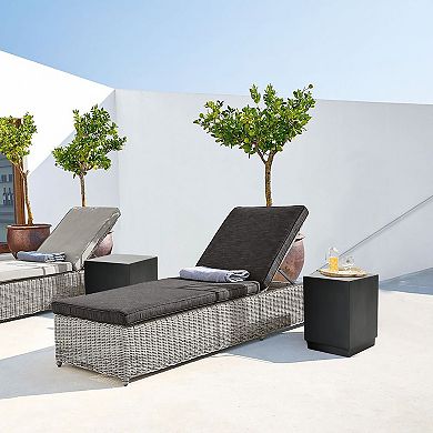 LuxenHome Outdoor Side Table, 18'' Minimalist Gray Square Cement End Tables, Small Accent Table