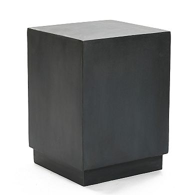 LuxenHome Outdoor Side Table, 18'' Minimalist Gray Square Cement End Tables, Small Accent Table