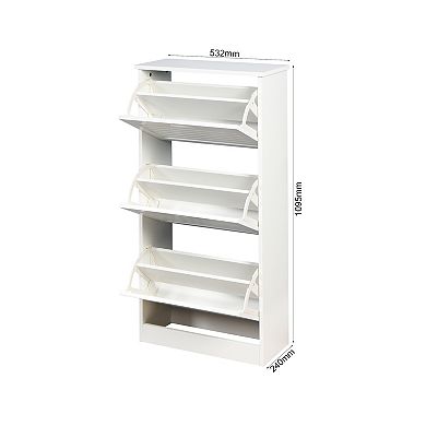 Hivvago 3 Tiers Wooden Entryway Storage Shoe Cabinet