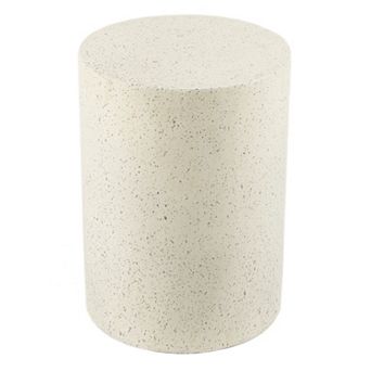 LuxenHome Side Table, 18'' Cream with Speckled Gray Cement Round Accent End Table for Outdoor Indoor