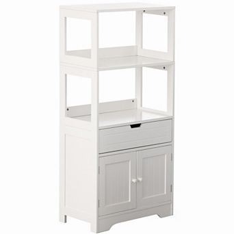 Tall Freestanding Wooden Storage Vanity, Kitchen Pantry, And Bathroom Cabinet Organizer