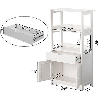 Tall Freestanding Wooden Storage Vanity, Kitchen Pantry, And Bathroom Cabinet Organizer