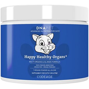 DNA PET Happy Healthy Organs & Glands Supplement for Cats, Multi Organ Powder Cat Vitamins, 1.48 oz