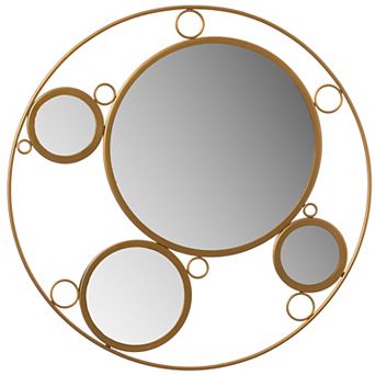 Uniquewise Decorative Round Frame Mirror - Wall Mounted Mirror With 4 Glass Mirror Balls