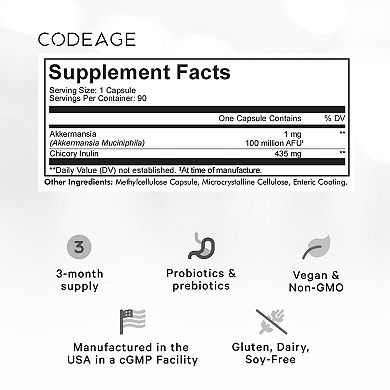 Codeage Akkermansia Muciniphila 100M AFU Probiotic Supplement 90 ct