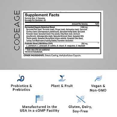 Codeage SBO Probiotic 100 Billion CFU + Prebiotics Supplement 90 ct