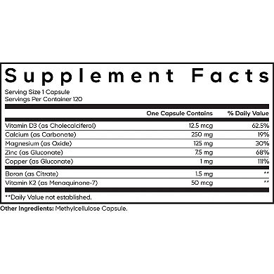 Codeage Calcium 250 mg Supplement + Magnesium Zinc Copper & Vitamins 120 ct