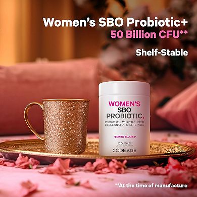 Codeage Women's SBO Probiotic 50 Billion CFU + Prebiotics Supplement 60 ct