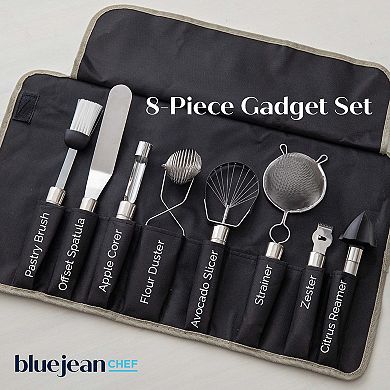 Blue Jean Chef 8-piece Kitchen Tool And Gadget Set, Stainless-steel Kitchen Tools With Storage Pouch