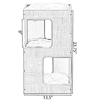 Cat Tall Climbing Tree House for Indoor Cats, Wood Tower Furniture Stand, Soft Blanket and Condo