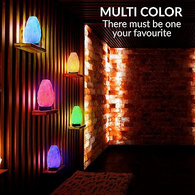 Himalayan Glow Multi-color Crystal Rock Night Light With Plastic Base, Pack Of 2