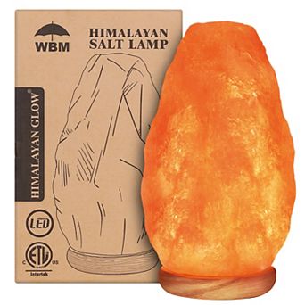 Himalayan Glow Salt Lamp, Pink Crystal Salt, Neem Wood Base, Dimmer Switch , 9 Lbs