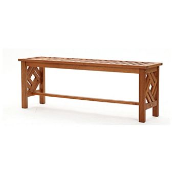 LuxenHome Carmel Solid Wood Outdoor Dining Bench