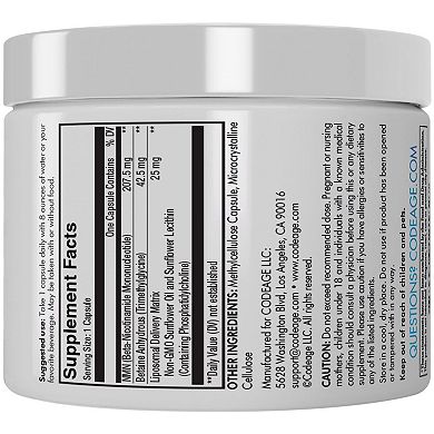 Codeage Liposomal NMN & Betaine Anhydrous TMG Capsules Supplement, NAD  Precursor, Vegan, 30 ct