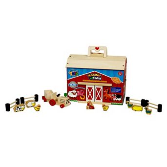 Homeware Red Wood Barn Toy with Accessories