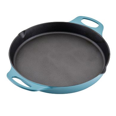 Rachael Ray NITRO Cast Iron Skillet With Side Handles, 14-Inch, Agave Blue