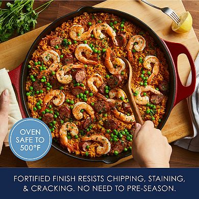 Rachael Ray NITRO Cast Iron Skillet With Side Handles, 14-Inch, Agave Blue