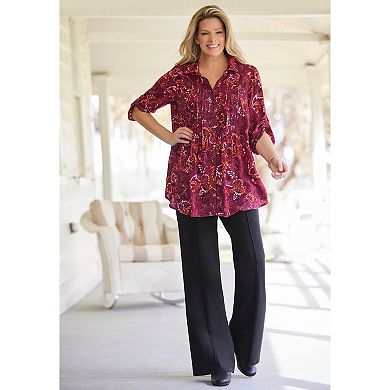Woman Within Plus Size Rayon 7-Day Pintucked Tunic Blouse