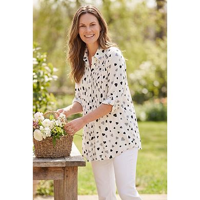 Woman Within Plus Size Rayon 7-Day Pintucked Tunic Blouse