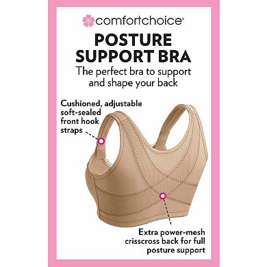 Comfort Choice Women's Plus Size Front-Close Cotton Wireless Posture Bra