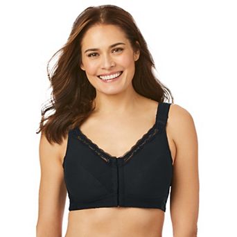 Comfort Choice Women's Plus Size Front-Close Cotton Wireless Posture Bra