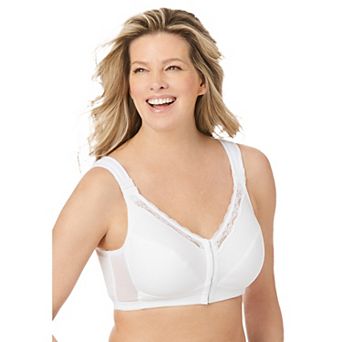 Comfort Choice Women's Plus Size Front-Close Cotton Wireless Posture Bra