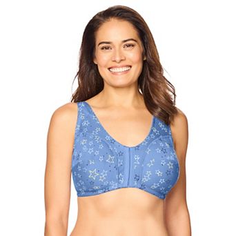 Comfort Choice Women's Plus Size Cotton Front-Close Wireless Bra