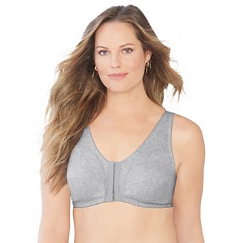 Comfort Choice Women's Plus Size Cotton Front-Close Wireless Bra