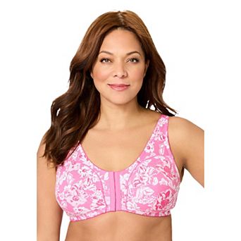 Comfort Choice Women's Plus Size Cotton Front-Close Wireless Bra