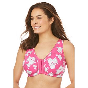 Comfort Choice Women's Plus Size Cotton Front-Close Wireless Bra