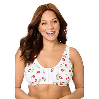 Comfort Choice Women's Plus Size Cotton Front-Close Wireless Bra