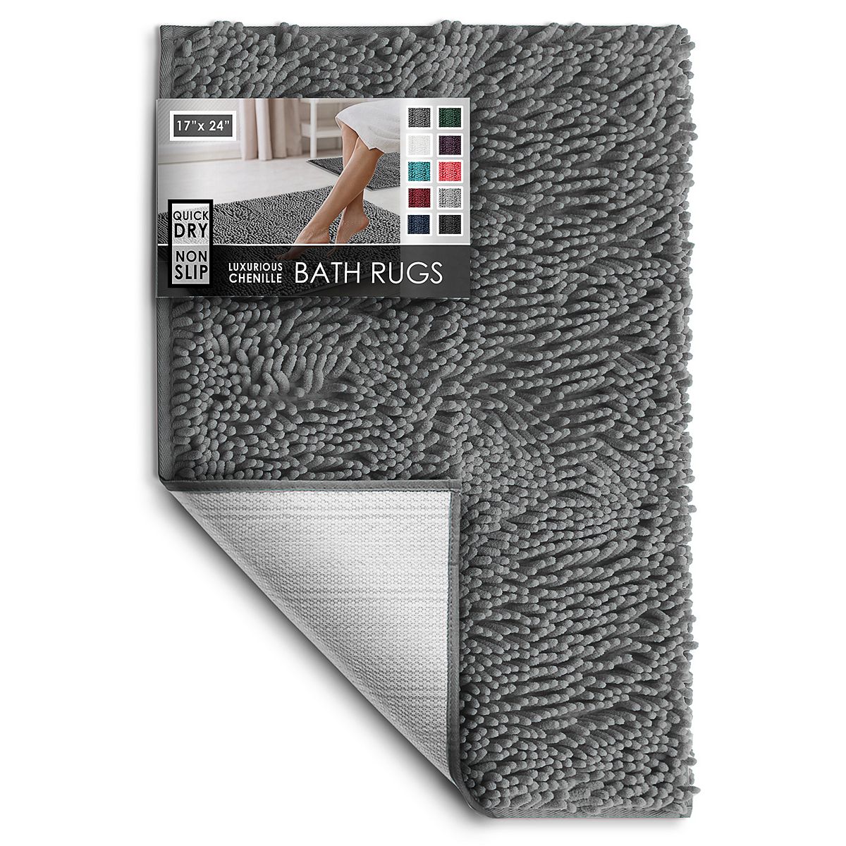 Hearth & Harbor Chenille Bath Mat - Gray, 20X32