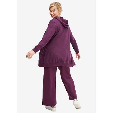 ellos Plus Size French Terry Long Zip Front Hoodie