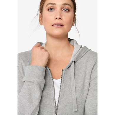 Ellos Plus Size Studio French Terry Long Sleeve Zip-Front Tunic Hoodie