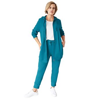 ellos Plus Size French Terry Long Zip Front Hoodie