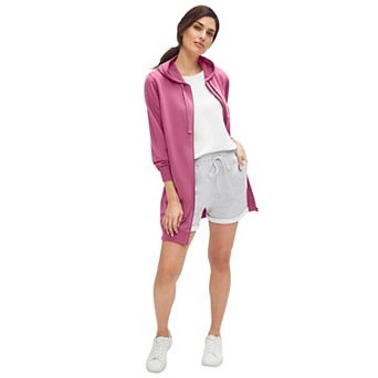 ellos Plus Size French Terry Long Zip Front Hoodie