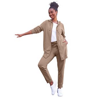 ellos Plus Size French Terry Long Zip Front Hoodie