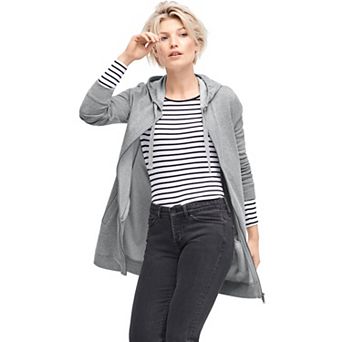 ellos Plus Size French Terry Long Zip Front Hoodie