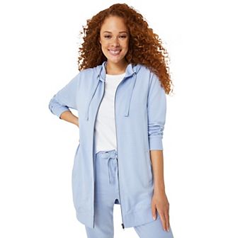 ellos Plus Size French Terry Long Zip Front Hoodie