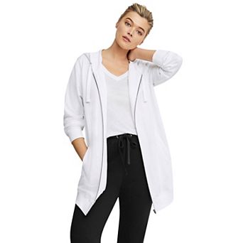 ellos Plus Size French Terry Long Zip Front Hoodie