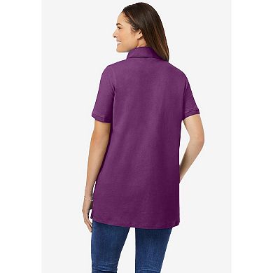 Woman Within Plus Size Perfect Short-Sleeve Polo Shirt