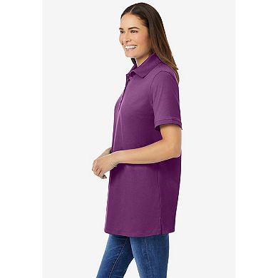Woman Within Plus Size Perfect Short-Sleeve Polo Shirt