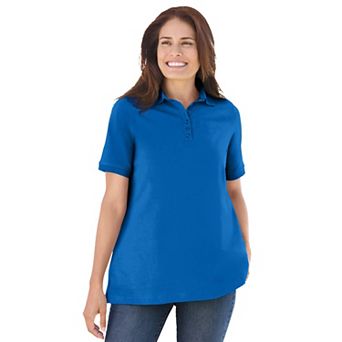 Woman Within Plus Size Perfect Short-Sleeve Polo Shirt